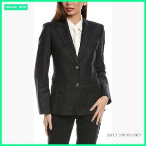Tailored Wool Blazer with Notch Collar and Button Sleeve Vent